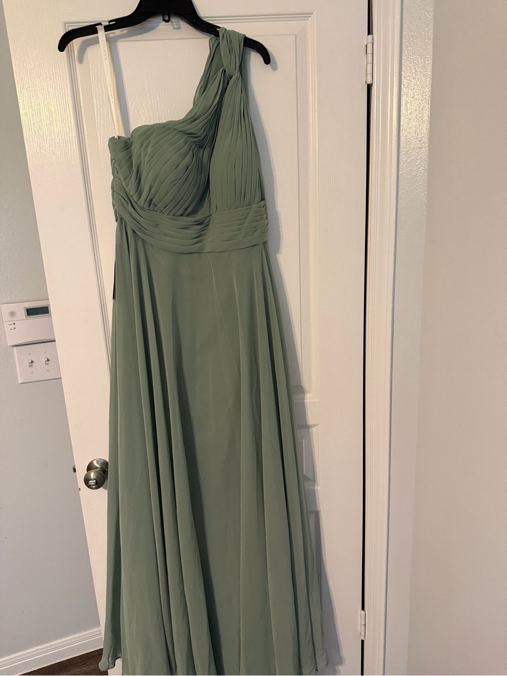 Azazie One-Shoulder Chiffon Dress in Sage Green